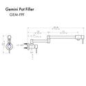 ZLINE Gemini Pot Filler in Brushed Nickel (GEM-FPF-BN)