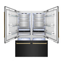 ZLINE Autograph Edition 60 in. 32.2 cu. ft. French Door Built-In Bottom Freezer Refrigerator with Water Dispenser and Ice Maker in Black Stainless Steel with Polished Gold Accents (RBIVZ-BS-60-G)