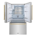 ZLINE Autograph Edition 36 in. 28.9 cu. ft. Standard-Depth French Door External Water Dispenser Refrigerator with Dual Ice Maker in Fingerprint-Resistant Stainless Steel and Champagne Bronze Traditional Handles (RSMZ-W-36-CB)