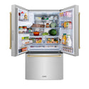 ZLINE Autograph Edition 36 in. 28.9 cu. ft. Standard-Depth French Door External Water Dispenser Refrigerator with Dual Ice Maker in Fingerprint-Resistant Stainless Steel and Champagne Bronze Traditional Handles (RSMZ-W-36-CB)