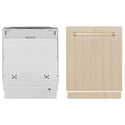 ZLINE Autograph Edition 24" Monument Series 3rd Rack Top Touch Control Tall Tub Dishwasher in Custom Panel Ready with Polished Gold Handle, 45dBa (DWMTZ-24-G)