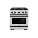 ZLINE Autograph Edition 30 in. 4.2 cu. ft. Paramount Gas Range with 4 Burner Cooktop and Convection Gas Oven in Satin Stainless Steel and Matte Black Accents (SGRSZ-30-MB)
