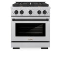 ZLINE Autograph Edition 30 in. 4.2 cu. ft. Paramount Gas Range with 4 Burner Cooktop and Convection Gas Oven in Satin Stainless Steel and Matte Black Accents (SGRSZ-30-MB)