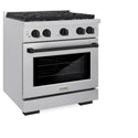 ZLINE Autograph Edition 30 in. 4.2 cu. ft. Paramount Gas Range with 4 Burner Cooktop and Convection Gas Oven in Satin Stainless Steel and Matte Black Accents (SGRSZ-30-MB)
