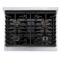 ZLINE Autograph Edition 30 in. 4.2 cu. ft. Paramount Gas Range with 4 Burner Cooktop and Convection Gas Oven in Stainless Steel and Champagne Bronze Accents (SGRZ-30-CB)