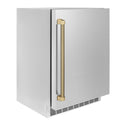 ZLINE Autograph Edition 24 in. Touchstone 151 Can Beverage Fridge with Solid Stainless Steel Door and Champagne Bronze Helix Handle (RBSOZ-ST-24-KCB)
