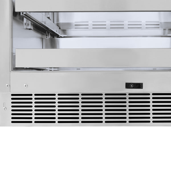 ZLINE Autograph Edition 24 in. Touchstone 151 Can Beverage Fridge with Solid Stainless Steel Door and Polished Gold Helix Handle (RBSOZ-ST-24-KG)