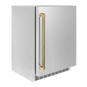 ZLINE Autograph Edition 24 in. Touchstone 151 Can Beverage Fridge with Solid Stainless Steel Door and Polished Gold Helix Handle (RBSOZ-ST-24-KG)