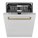 ZLINE Autograph Edition 24" Monument Series 3rd Rack Top Touch Control Tall Tub Dishwasher in Stainless Steel with Champagne Bronze Handle, 45dBa (DWMTZ-304-24-CB)