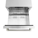 ZLINE Autograph Edition 24 in. Touchstone 168 Can Outdoor-Rated Dual Refrigerator Drawer with Stainless Steel Doors and Polished Nickel Helix Handles (RDSOZ-ST-24-KPN)