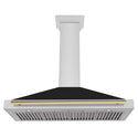 ZLINE 48 in. Autograph Edition Convertible Stainless Steel Range Hood with Black Matte Shell and Champagne Bronze Handle (KB4STZ-BLM48-CB)