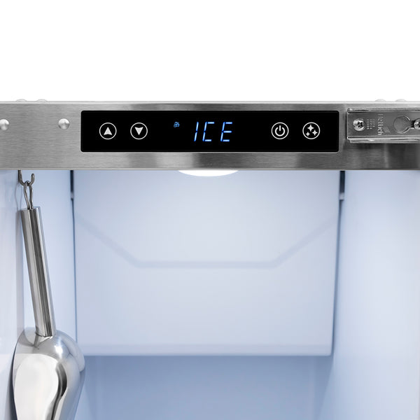 ZLINE Autograph Edition 15 in. Touchstone Clear Cube Ice Maker with Drain Pump and Black Stainless Steel Door with Champagne Bronze Helix Handle (ICCDZ-BS-15-KCB)