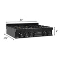 ZLINE 36 in. Legacy Gas Rangetop with 6 Brass Burners and Porcelain Cooktop in Black Stainless Steel (RTB-BR-36)