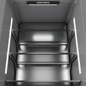 ZLINE 24 in. 12.4 cu. ft. Column Freezer in Black Stainless Steel with Graphite Gray Interior (RCFV-BS-24) close-up detail, interior lighting.