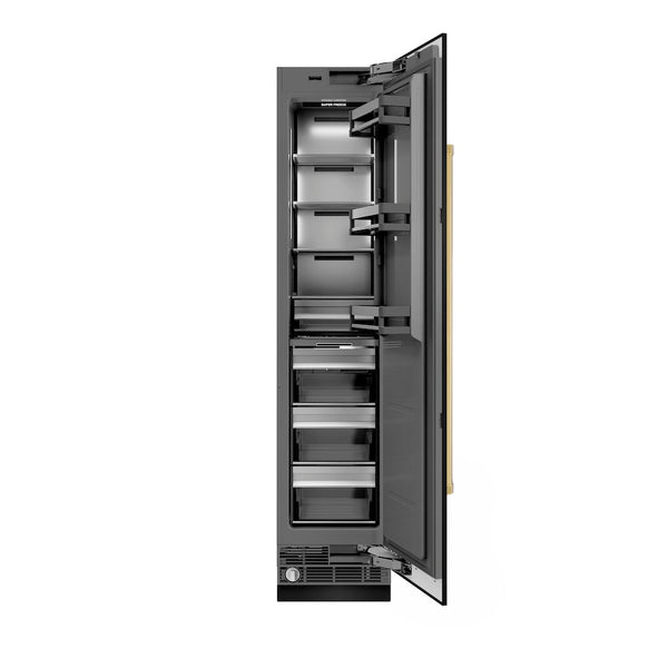 ZLINE Autograph Edition 18 in. 8.6 cu. ft. Right Hinge Column Freezer in Black Stainless Steel with Graphite Gray Interior and Polished Gold Accents (RCFVRZ-BS-18-G)