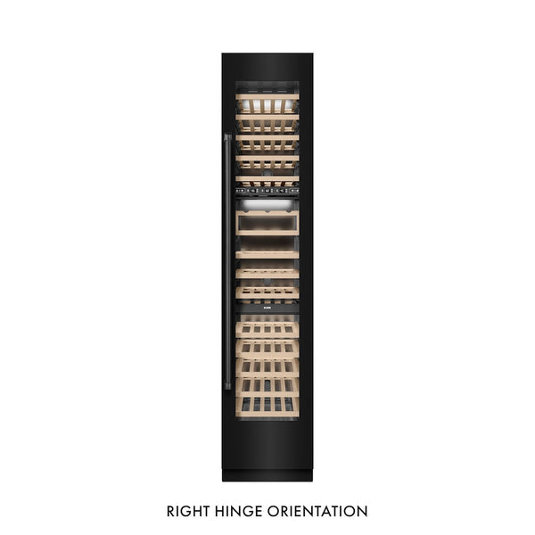 ZLINE 18 in. 9.0 cu. ft. Triple Zone 68 Bottle Right Hinge Column Wine Cooler in Black Stainless Steel (RCWVR-BS-18) front, closed.