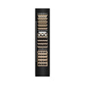 ZLINE 18 in. 9.0 cu. ft. Triple Zone 68 Bottle Right Hinge Column Wine Cooler in Black Stainless Steel (RCWVR-BS-18) front, closed, with wine on racks.