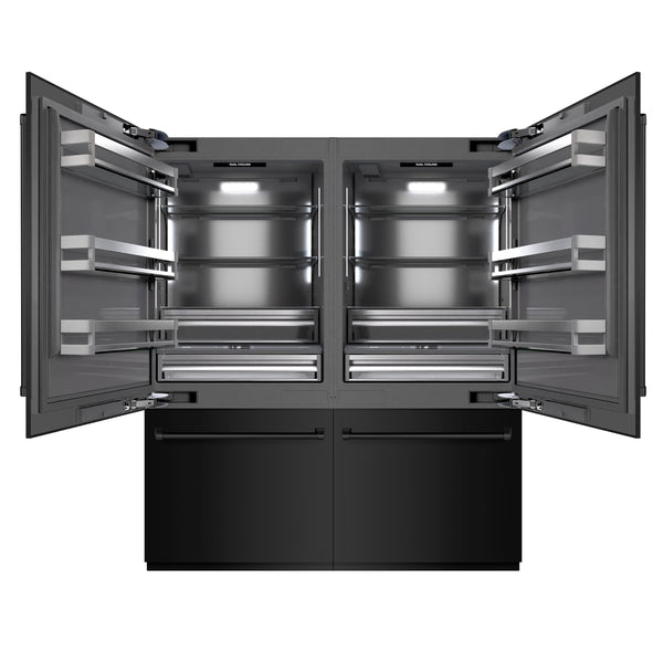 ZLINE 72 in. 39.6 cu. ft. French Door Built-In Bottom Freezer Refrigerator with Water Dispensers and Ice Makers in Black Stainless Steel with Graphite Gray Interior (GRBIT-BS-72)