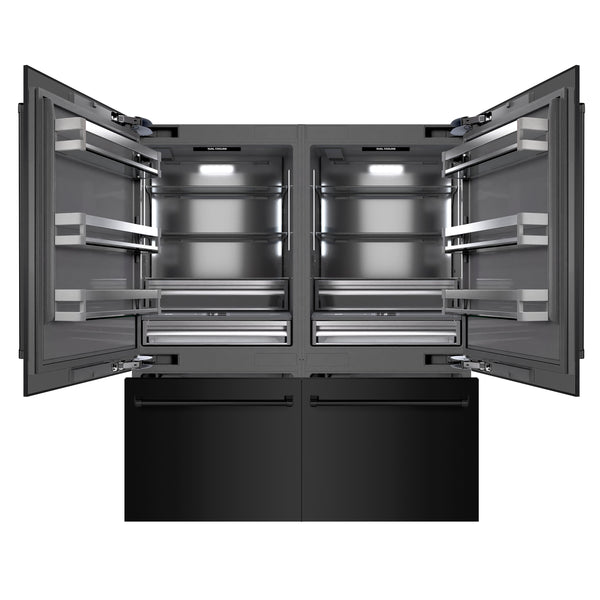 ZLINE 72 in. 39.6 cu. ft. French Door Built-In Bottom Freezer Refrigerator with Water Dispensers and Ice Makers in Black Stainless Steel with Graphite Gray Interior (GRBIT-BS-72)