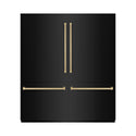 ZLINE Autograph Edition 72 in. 39.6 cu. ft. French Door Built-In Bottom Freezer Refrigerator with Water Dispensers and Ice Makers in Black Stainless Steel with Graphite Gray Interior and Champagne Bronze Accents (GRBITZ-BS-72-CB)