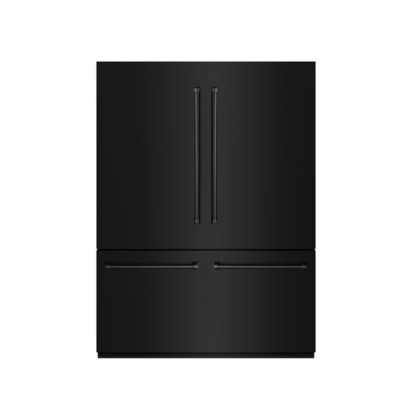 ZLINE 60 in. 32.2 cu. ft. French Door Built-In Bottom Freezer Refrigerator with Water Dispensers and Ice Makers in Black Stainless Steel with Graphite Gray Interior (GRBIV-BS-60)