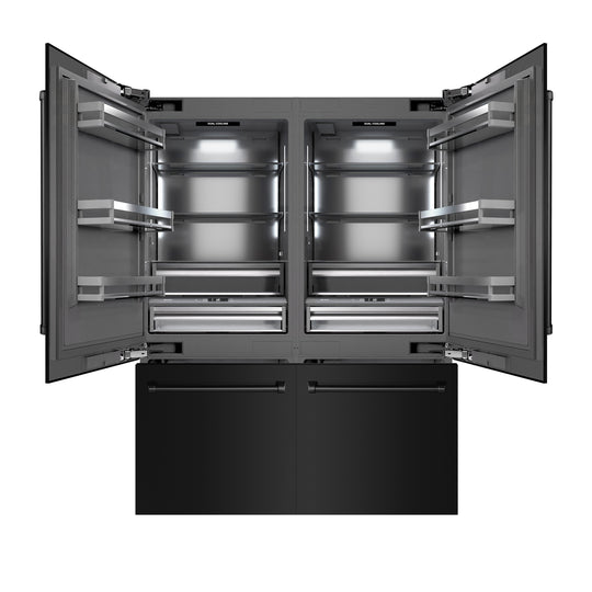 ZLINE 60 in. 32.2 cu. ft. French Door Built-In Bottom Freezer Refrigerator with Water Dispensers and Ice Makers in Black Stainless Steel with Graphite Gray Interior (GRBIV-BS-60)