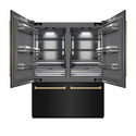 ZLINE Autograph Edition 60 in. 32.2 cu. ft. French Door Built-In Bottom Freezer Refrigerator with Water Dispenser and Ice Maker in Black Stainless Steel with Graphite Gray Interior and Champagne Bronze Accents (GRBIVZ-BS-60-CB)
