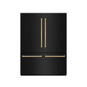 ZLINE Autograph Edition 60 in. 32.2 cu. ft. French Door Built-In Bottom Freezer Refrigerator with Water Dispenser and Ice Maker in Black Stainless Steel with Graphite Gray Interior and Polished Gold Accents (GRBIVZ-BS-60-G)