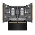 ZLINE Autograph Edition 60 in. 32.2 cu. ft. French Door Built-In Bottom Freezer Refrigerator with Water Dispenser and Ice Maker in Black Stainless Steel with Graphite Gray Interior and Polished Gold Accents (GRBIVZ-BS-60-G)