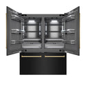 ZLINE Autograph Edition 60 in. 32.2 cu. ft. French Door Built-In Bottom Freezer Refrigerator with Water Dispenser and Ice Maker in Black Stainless Steel with Graphite Gray Interior and Polished Gold Accents (GRBIVZ-BS-60-G)
