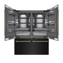 ZLINE Autograph Edition 60 in. 32.2 cu. ft. French Door Built-In Bottom Freezer Refrigerator with Water Dispenser and Ice Maker in Black Stainless Steel with Graphite Gray Interior and Polished Gold Helix Handles (GRBIVZ-BS60KG)