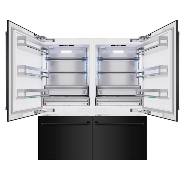 ZLINE 72 in. 39.6 cu. ft. French Door Built-In Bottom Freezer Refrigerator with Water Dispensers and Ice Makers in Black Stainless Steel (RBIT-BS-72)