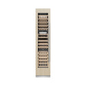 ZLINE 18 in. 9.0 cu. ft. Triple Zone 68 Bottle Panel Ready Left Hinge Column Wine Cooler (RBCWVL-18) front, closed, with custom panel.