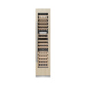 ZLINE 18 in. 9.0 cu. ft. Triple Zone 68 Bottle Panel Ready Right Hinge Column Wine Cooler (RBCWVR-18) front, closed, with custom panel.