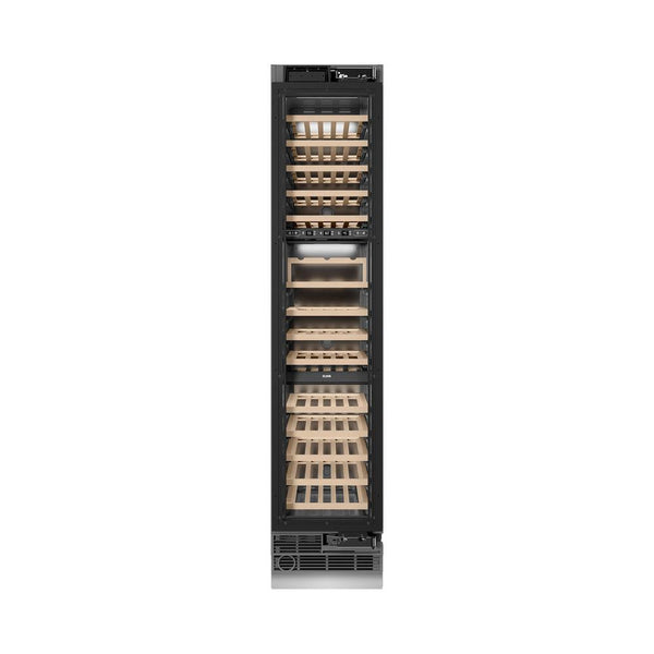 ZLINE 18 in. 9.0 cu. ft. Triple Zone 68 Bottle Panel Ready Right Hinge Column Wine Cooler (RBCWVR-18) front, closed.