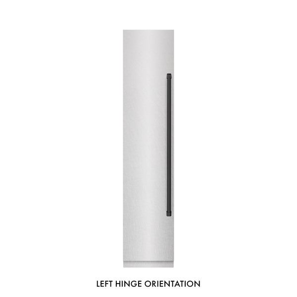 ZLINE Autograph Edition 18 in. 8.6 cu. ft. Left Hinge Column Freezer in Satin Stainless Steel with Graphite Gray Interior and Matte Black Accents (RCFVLZ-SN-18-MB)