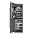ZLINE Autograph Edition 24 in. 12.4 cu. ft. Column Freezer in Satin Stainless Steel with Graphite Gray Interior and Champagne Bronze Accents (RCFVZ-SN-24-CB)