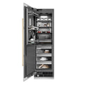 ZLINE Autograph Edition 24 in. 12.4 cu. ft. Column Freezer in Satin Stainless Steel with Graphite Gray Interior and Polished Gold Accents (RCFVZ-SN-24-G)