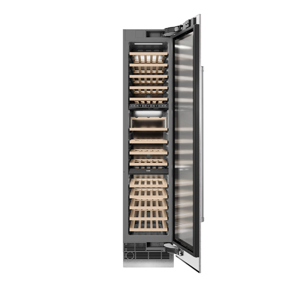 ZLINE 18 in. 9.0 cu. ft. Triple Zone 68 Bottle Right Hinge Column Wine Cooler in Satin Stainless Steel (RCWVR-SN-18)