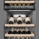 ZLINE Autograph Edition 18 in. 9.0 cu. ft. Triple Zone 68 Bottle Right Hinge Column Wine Cooler in Satin Stainless Steel with Champagne Bronze Accents (RCWVRZ-SN-18-CB)