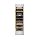 ZLINE Autograph Edition 24 in. 12.4 cu. ft. Triple Zone 100 Bottle Column Wine Cooler in Satin Stainless Steel and Champagne Bronze Accents (RCWVZ-SN-24-CB)