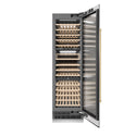 ZLINE Autograph Edition 24 in. 12.4 cu. ft. Triple Zone 100 Bottle Column Wine Cooler in Satin Stainless Steel and Polished Gold Accents (RCWVZ-SN-24-G)