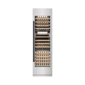 ZLINE Autograph Edition 24 in. 12.4 cu. ft. Triple Zone 100 Bottle Column Wine Cooler in Satin Stainless Steel and Matte Black Accents (RCWVZ-SN-24-MB)