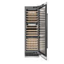 ZLINE Autograph Edition 24 in. 12.4 cu. ft. Triple Zone 100 Bottle Column Wine Cooler in Satin Stainless Steel and Matte Black Accents (RCWVZ-SN-24-MB)