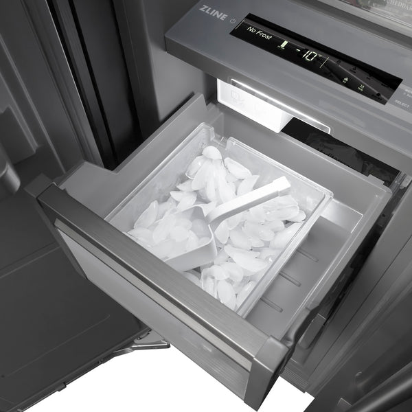 ZLINE Autograph Edition 24 in. 12.4 cu. ft. Column Freezer in Stainless Steel with Graphite Gray Interior and Polished Gold Accents (RCFVZ-304-24-G)