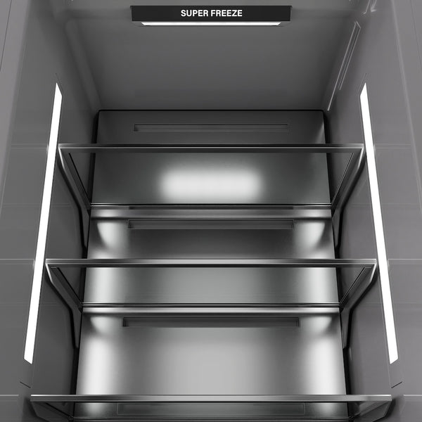 ZLINE Autograph Edition 24 in. 12.4 cu. ft. Column Freezer in Stainless Steel with Graphite Gray Interior and Polished Gold Accents (RCFVZ-304-24-G)