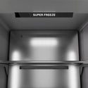 ZLINE Autograph Edition 24 in. 12.4 cu. ft. Column Freezer in Stainless Steel with Graphite Gray Interior and Matte Black Accents (RCFVZ-304-24-MB) close-up detail, super freeze.