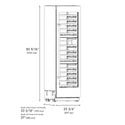 ZLINE Autograph Edition 24 in. 12.4 cu. ft. Triple Zone 100 Bottle Column Wine Cooler in Stainless Steel and Polished Gold Accents (RCWVZ-304-24-G) dimensional diagram.