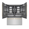 ZLINE Autograph Edition 60 in. 32.2 cu. ft. French Door Built-In Bottom Freezer Refrigerator with Water Dispenser and Ice Maker in Stainless Steel with Graphite Gray Interior and Champagne Bronze Accents (GRBIVZ-304-60CB)