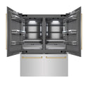 ZLINE Autograph Edition 60 in. 32.2 cu. ft. French Door Built-In Bottom Freezer Refrigerator with Water Dispenser and Ice Maker in Stainless Steel with Graphite Gray Interior and Champagne Bronze Accents (GRBIVZ-304-60CB)
